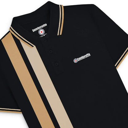 Lambretta Side Stripe Pique Polo Shirt Black