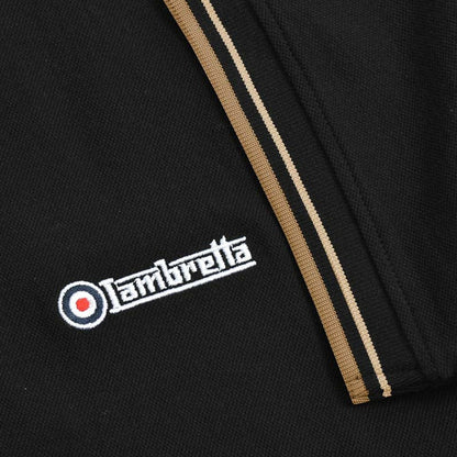 Lambretta Side Stripe Pique Polo Shirt Black
