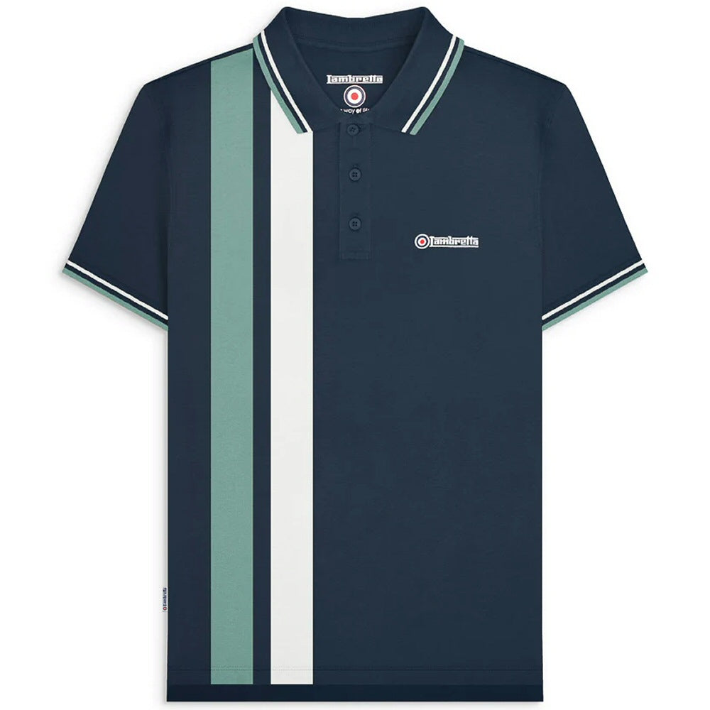 Lambretta Side Stripe Pique Polo Shirt Navy