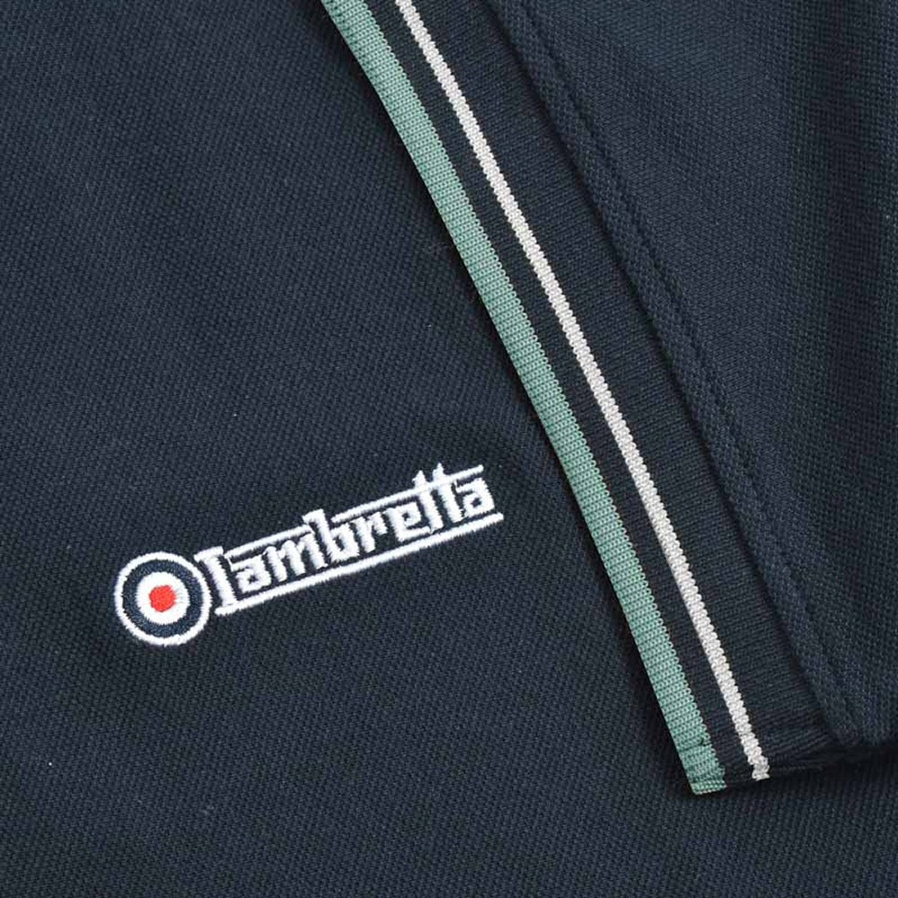 Lambretta Side Stripe Pique Polo Shirt Navy