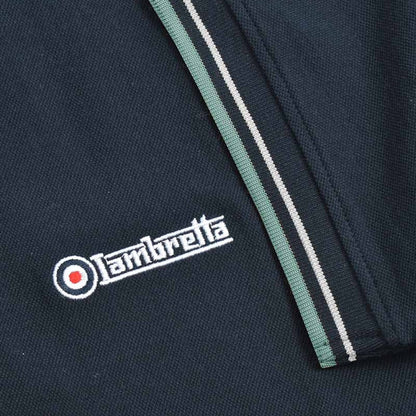 Lambretta Side Stripe Pique Polo Shirt Navy