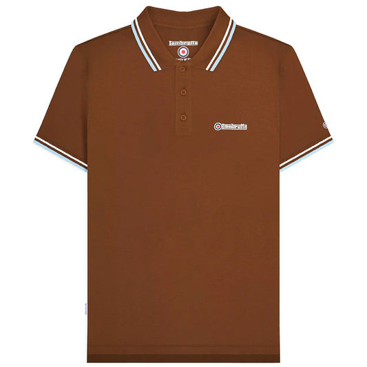 Lambretta Target Logo 3 Button Twin-Tipped Pique Polo Shirt Brick / Sky / White