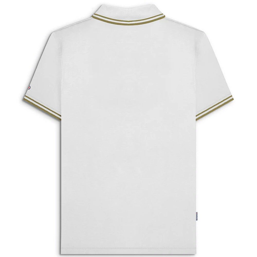 Lambretta Target Logo 3 Button Twin-Tipped Pique Polo Shirt White / Sand