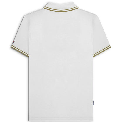 Lambretta Target Logo 3 Button Twin-Tipped Pique Polo Shirt White / Sand