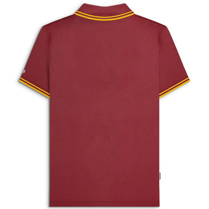 Lambretta Target Logo 3 Button Twin-Tipped Pique Polo Shirt Burgundy / Gold