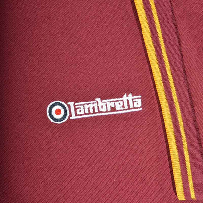 Lambretta Target Logo 3 Button Twin-Tipped Pique Polo Shirt Burgundy / Gold