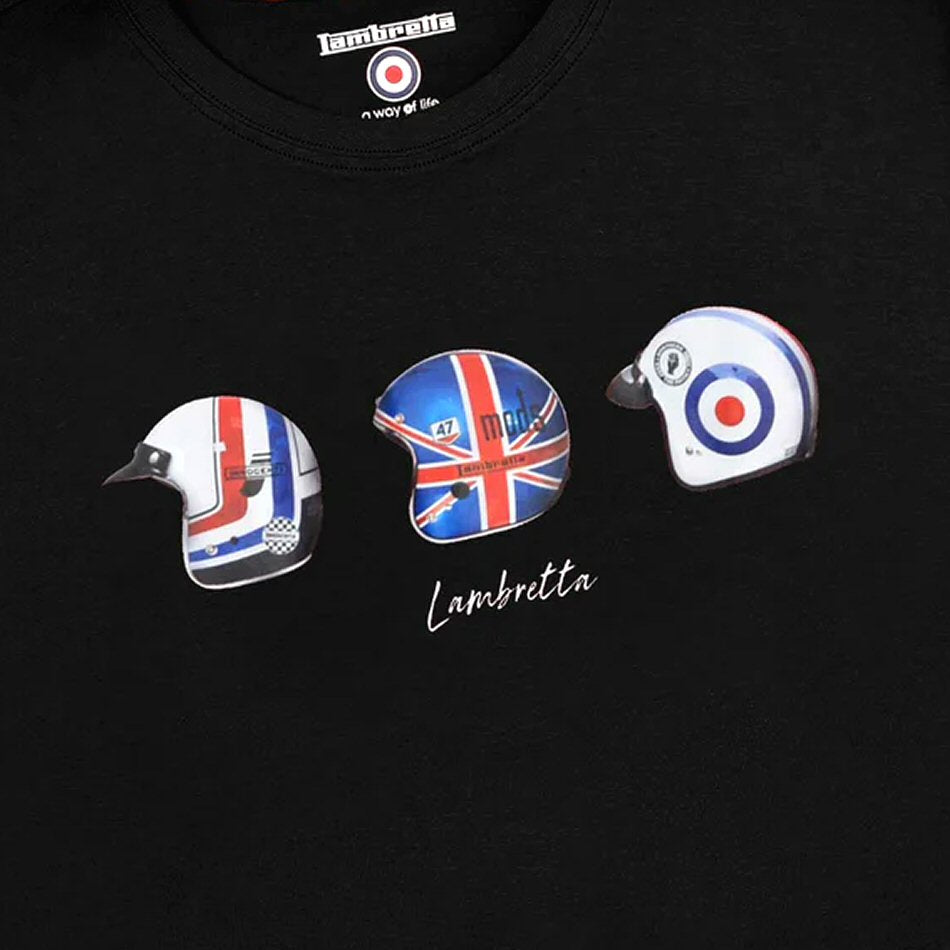 Lambretta Mod Scooter Helmet T-Shirt Black