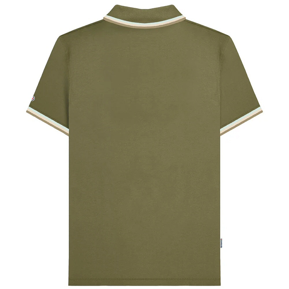 Lambretta Target Logo 3 Button Triple Tipped Pique Polo Shirt Khaki
