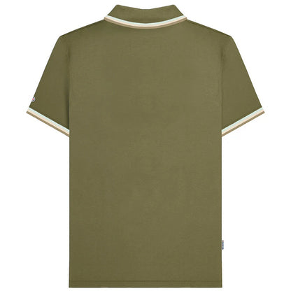 Lambretta Target Logo 3 Button Triple Tipped Pique Polo Shirt Khaki