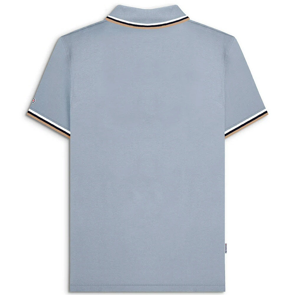 Lambretta Target Logo 3 Button Triple Tipped Pique Polo Shirt Sky Blue