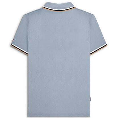 Lambretta Target Logo 3 Button Triple Tipped Pique Polo Shirt Sky Blue