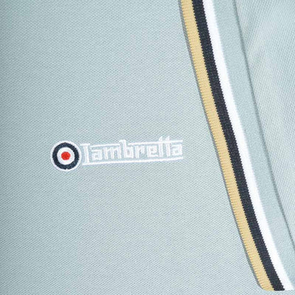 Lambretta Target Logo 3 Button Triple Tipped Pique Polo Shirt Sky Blue