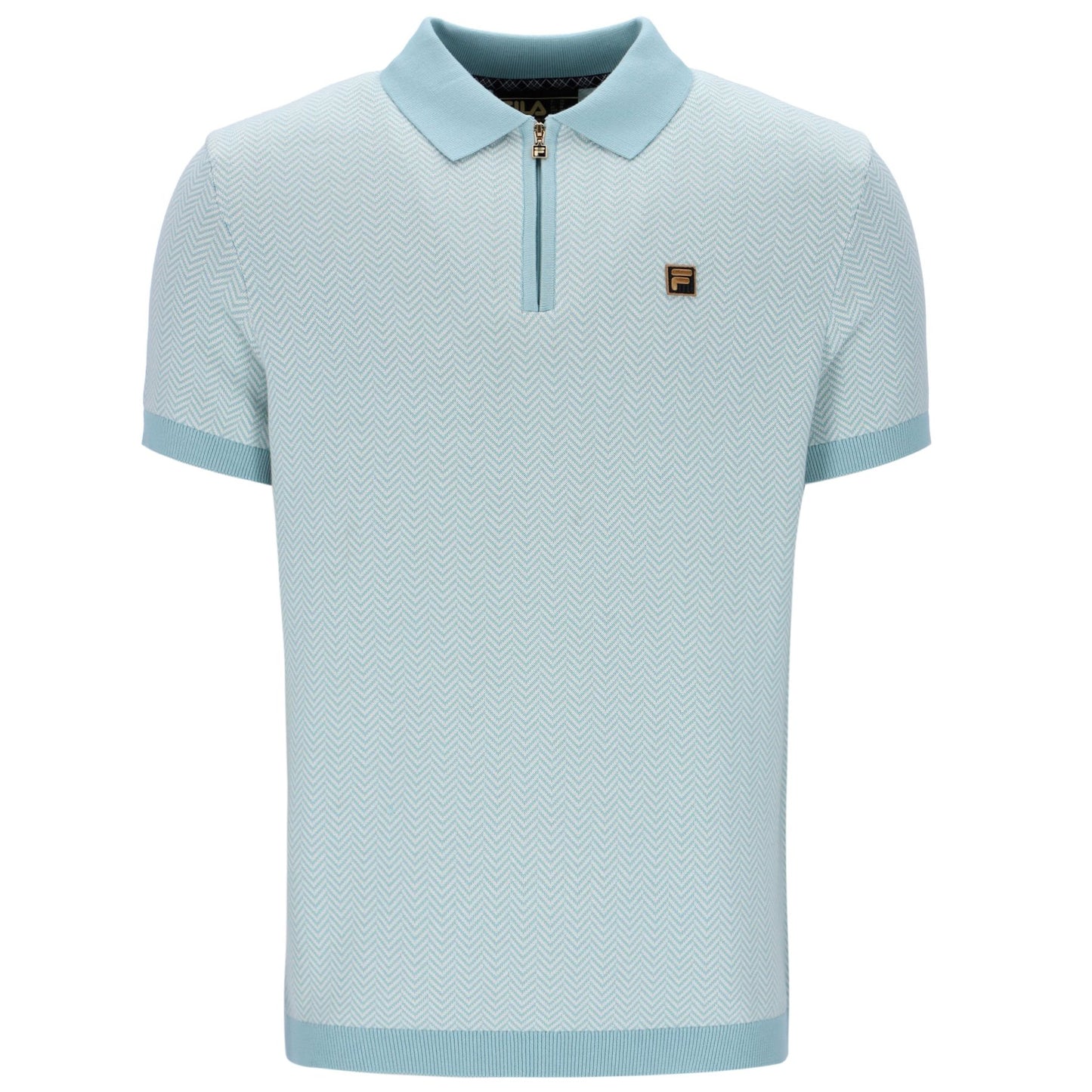 Fila Gold Collection Herringbone Knit Polo Duck Egg