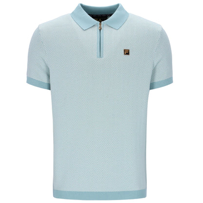 Fila Gold Collection Herringbone Knit Polo Duck Egg