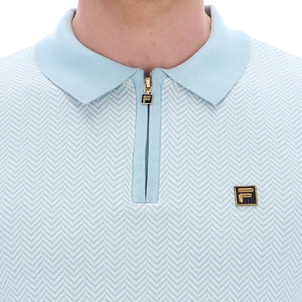 Fila Gold Collection Herringbone Knit Polo Duck Egg