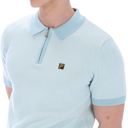 Fila Gold Collection Herringbone Knit Polo Duck Egg