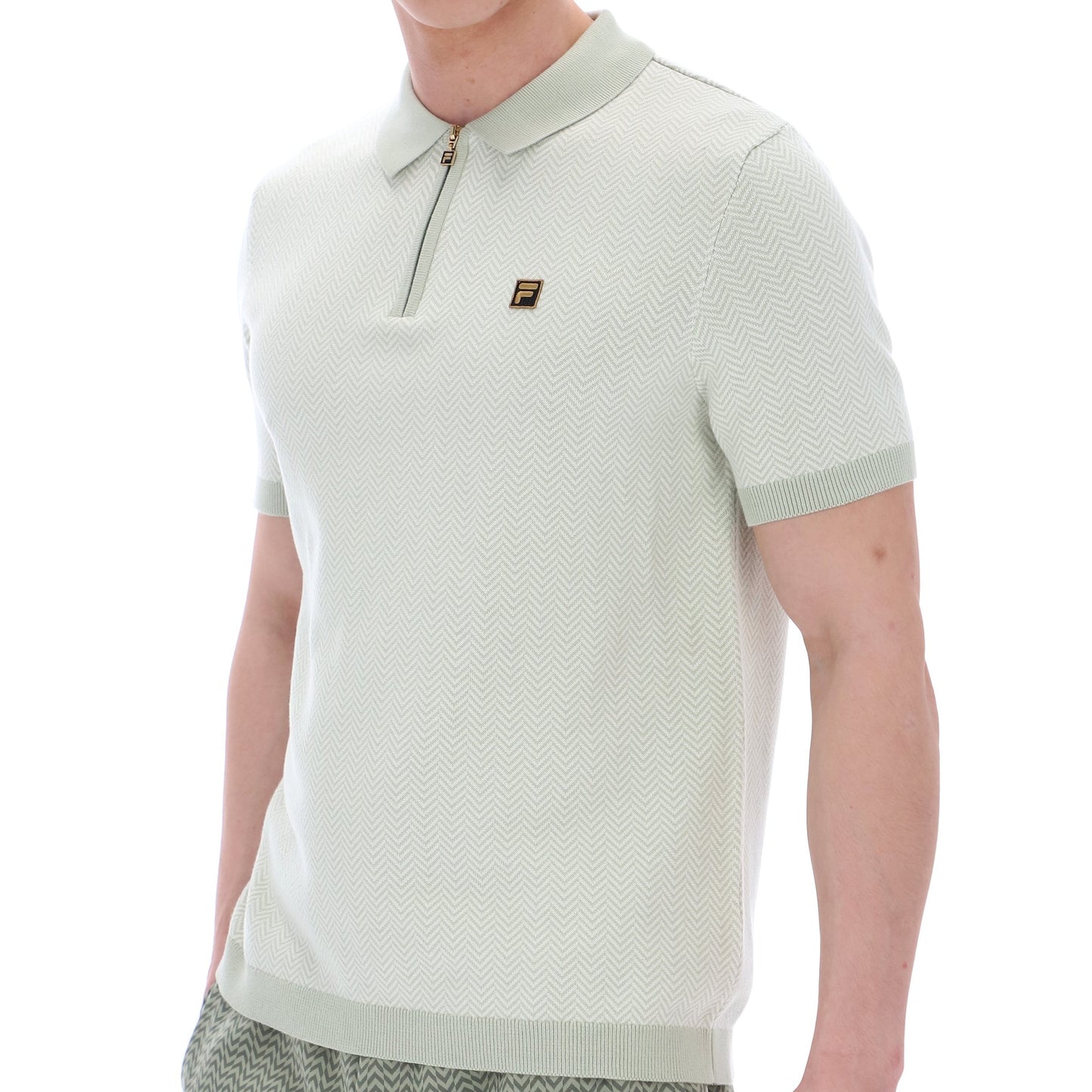 Fila Gold Collection Herringbone Knit Polo Sea Foam