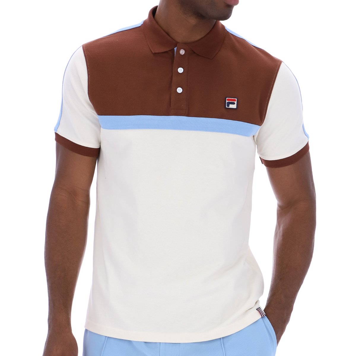 Fila Mattia Contrast Panel Polo Shirt Off White
