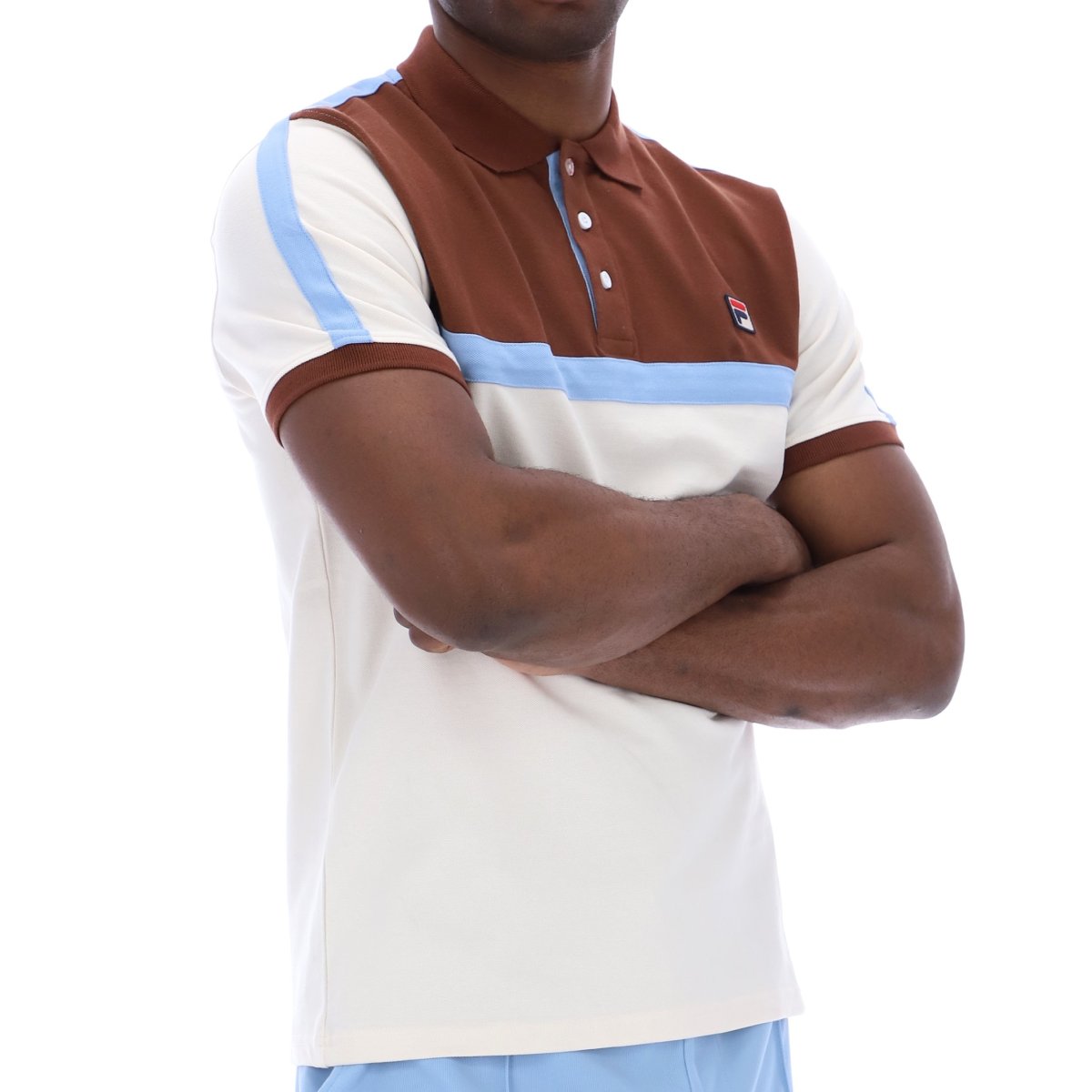 Fila Mattia Contrast Panel Polo Shirt Off White