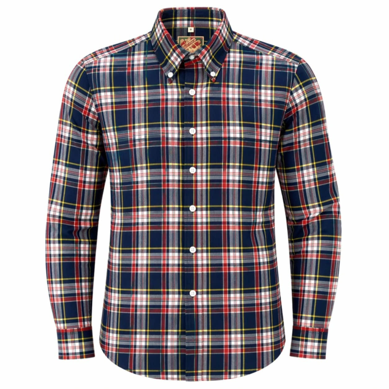 Authentic Classic Madras Check Button Down Shirt Navy Red