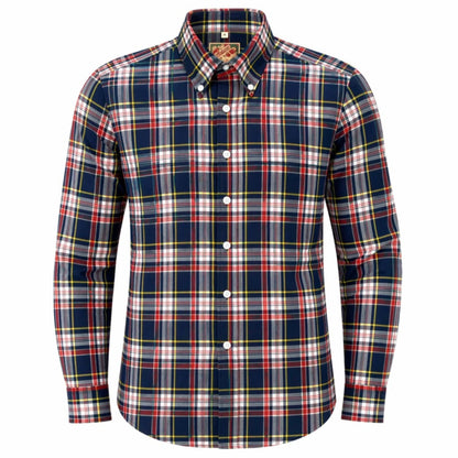 Authentic Classic Madras Check Button Down Shirt Navy Red