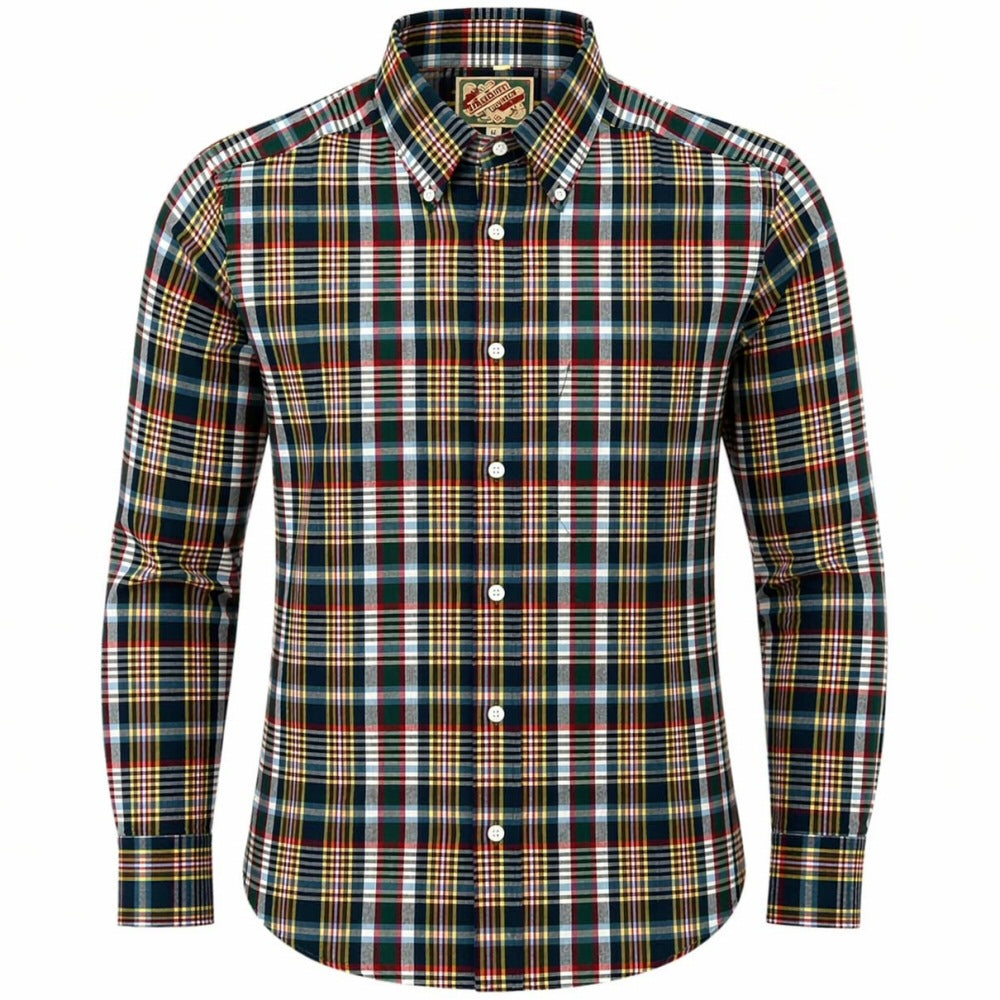Authentic Classic Madras Check Button Down Shirt Green Red