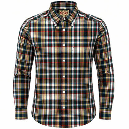 Authentic Classic Madras Check Button Down Shirt Green Red