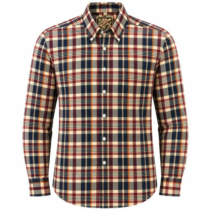 Authentic Classic Madras Check Button Down Shirt Wine Navy