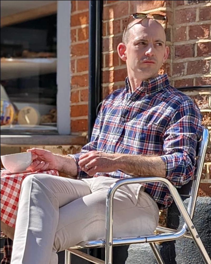 Authentic Classic Madras Check Button Down Shirt Navy Red