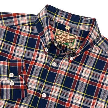 Authentic Classic Madras Check Button Down Shirt Navy Red