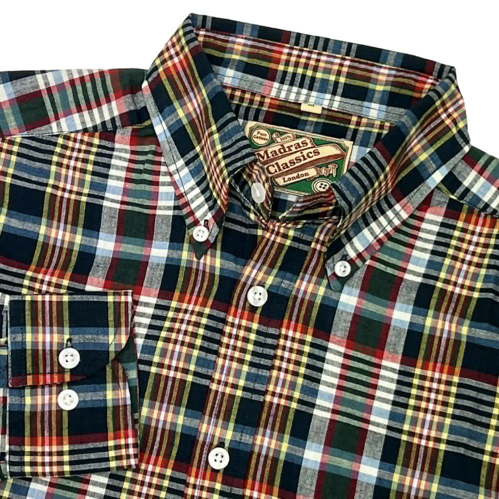 Authentic Classic Madras Check Button Down Shirt Green Red