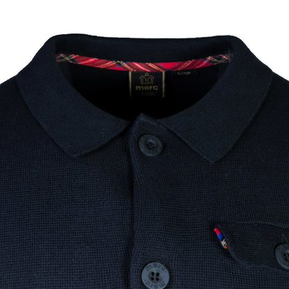 Merc London Button Through Knit Cardigan Navy