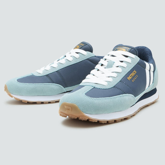 Patrick Monza Runner Trainer Nylon / Suede Blue and White