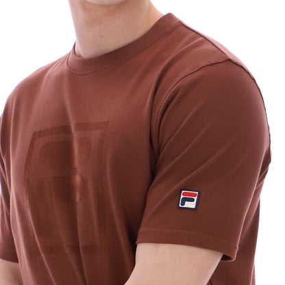 Fila Pepe Flock Self Chest Logo T-Shirt Brown