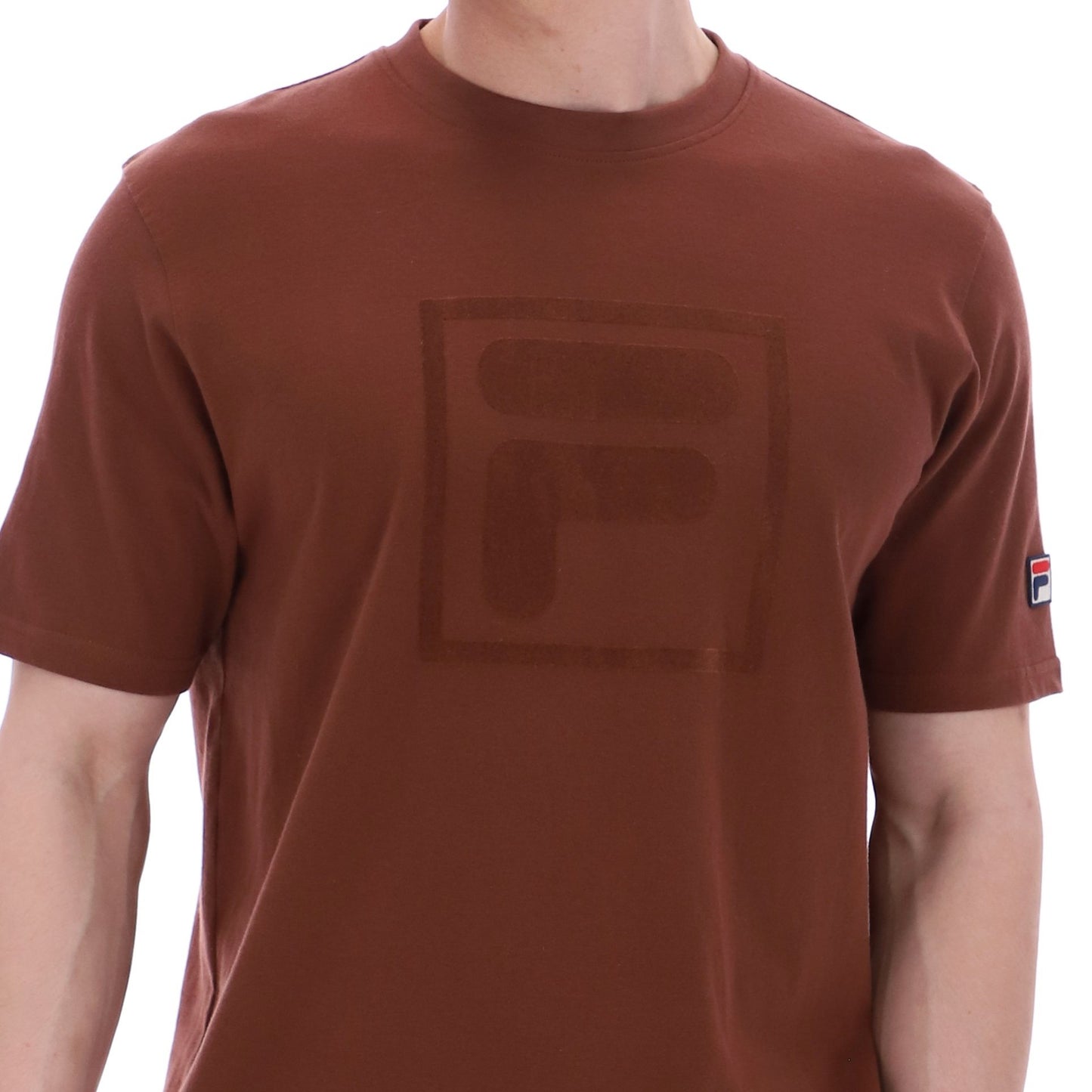 Fila Pepe Flock Self Chest Logo T-Shirt Brown