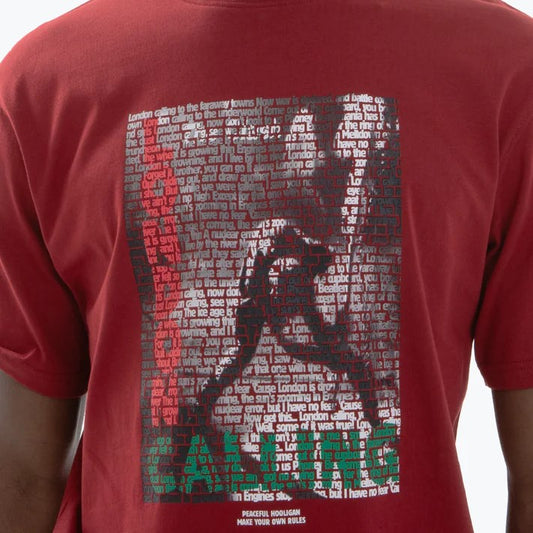 Peaceful Hooligan The Clash London Calling T Shirt Dark Red