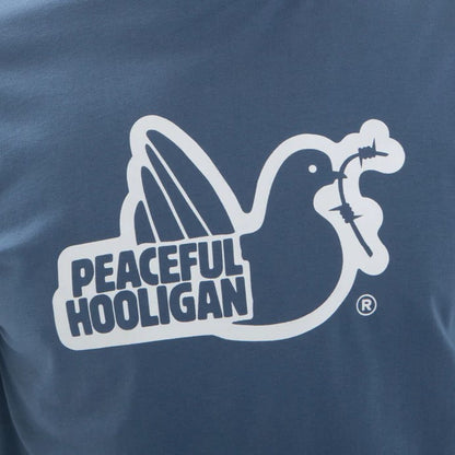 Peaceful Hooligan Outline Logo T Shirt Blue