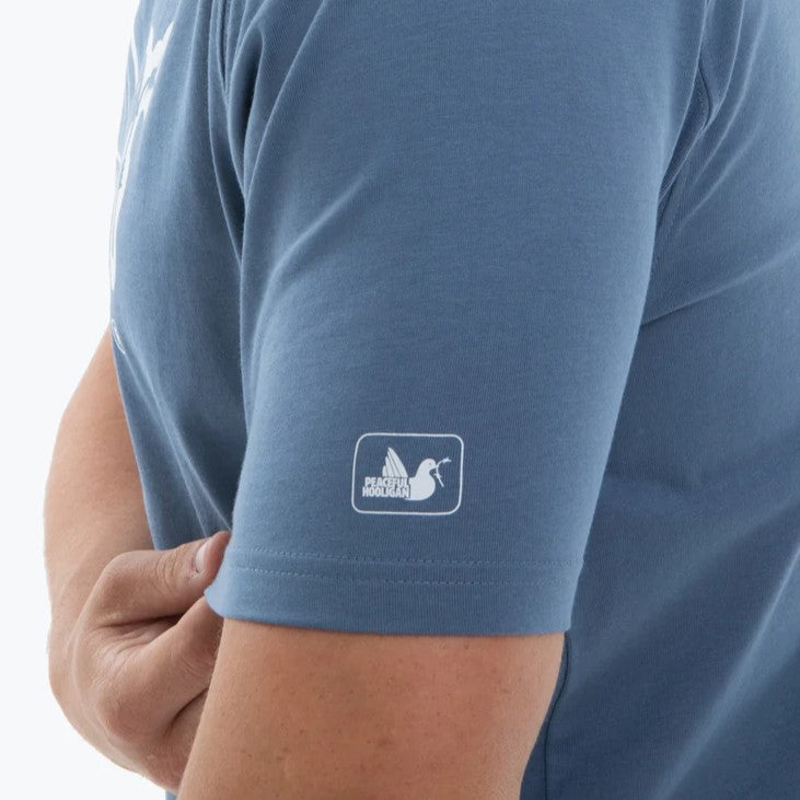 Peaceful Hooligan Outline Logo T Shirt Blue