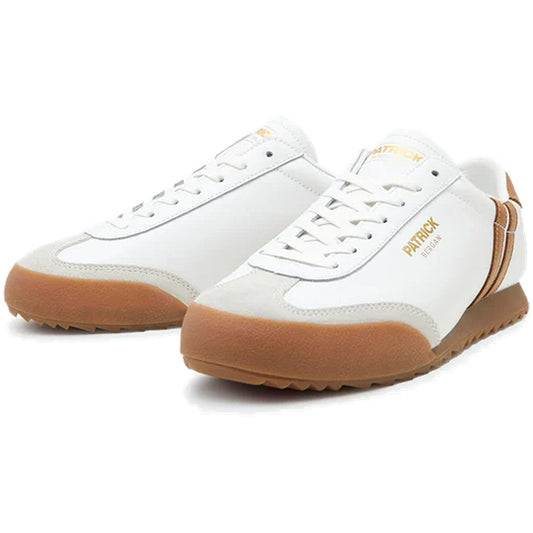 Patrick Bergan Leather Retro Trainer White / Tan