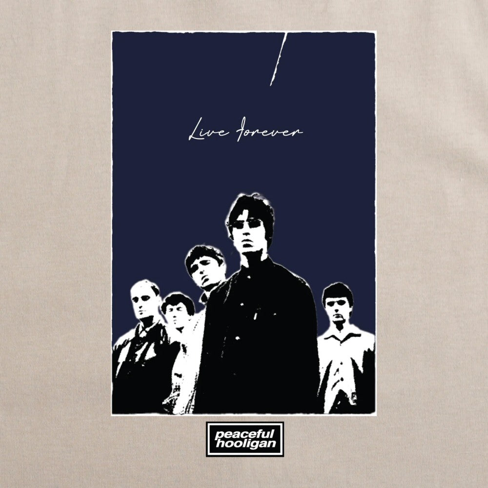 Peaceful Hooligan Oasis Live Forever T-Shirt Stone