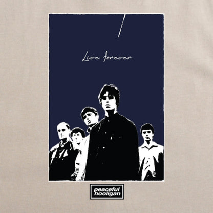 Peaceful Hooligan Oasis Live Forever T-Shirt Stone