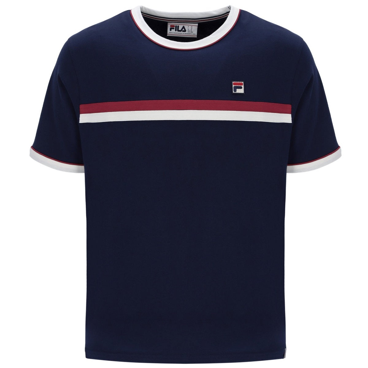 Fila Rosario Chest Stripe T Shirt Navy Blue