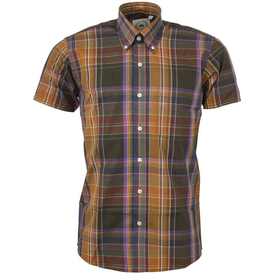 Relco Button Down Check Short Sleeve Shirt Rustic