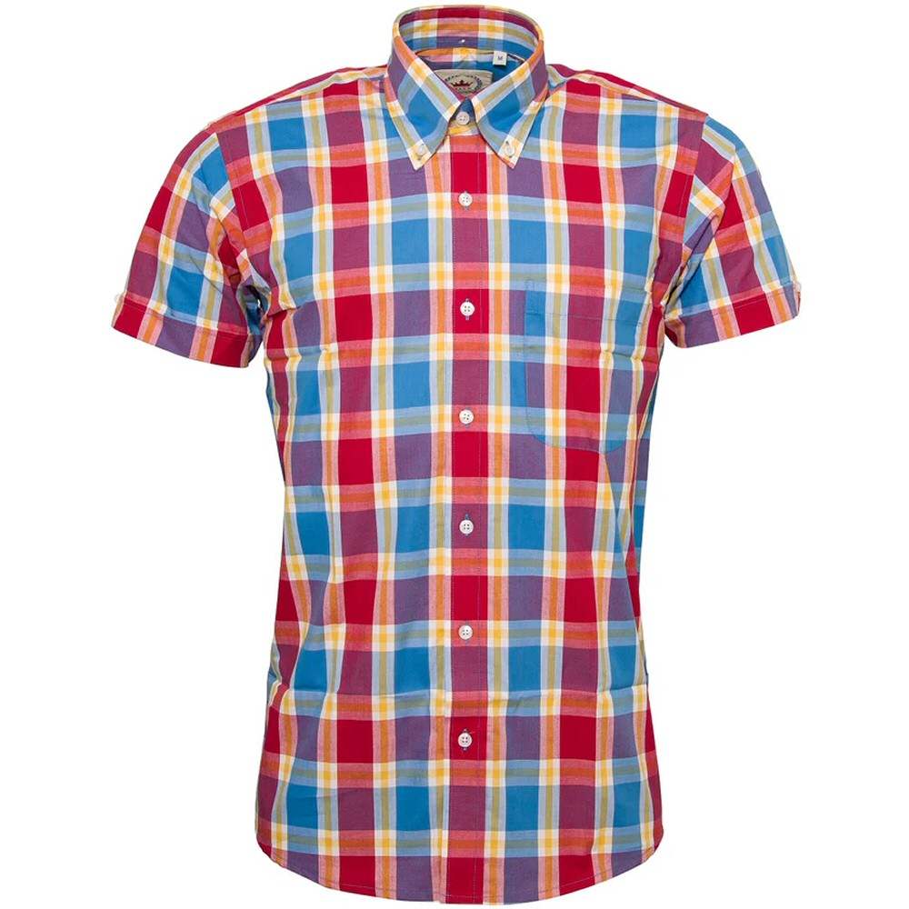 Relco Button Down Check Short Sleeve Shirt Multi