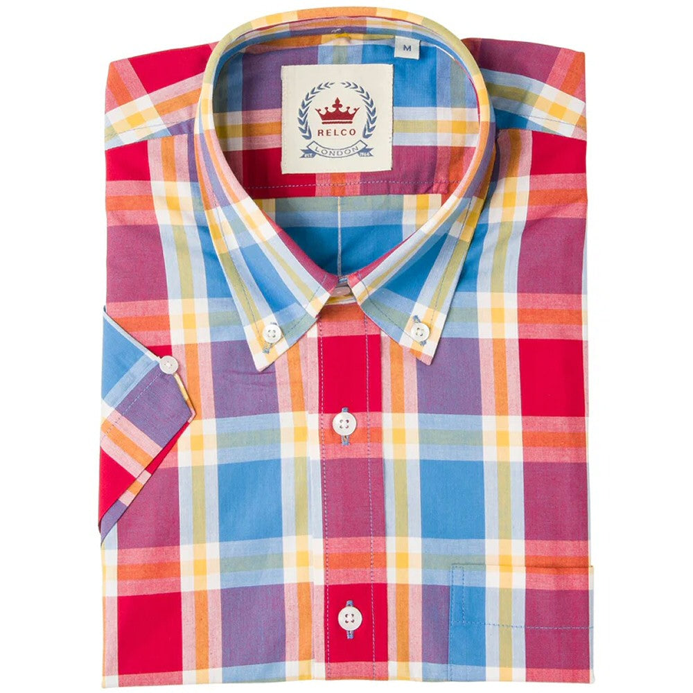 Relco Button Down Check Short Sleeve Shirt Multi