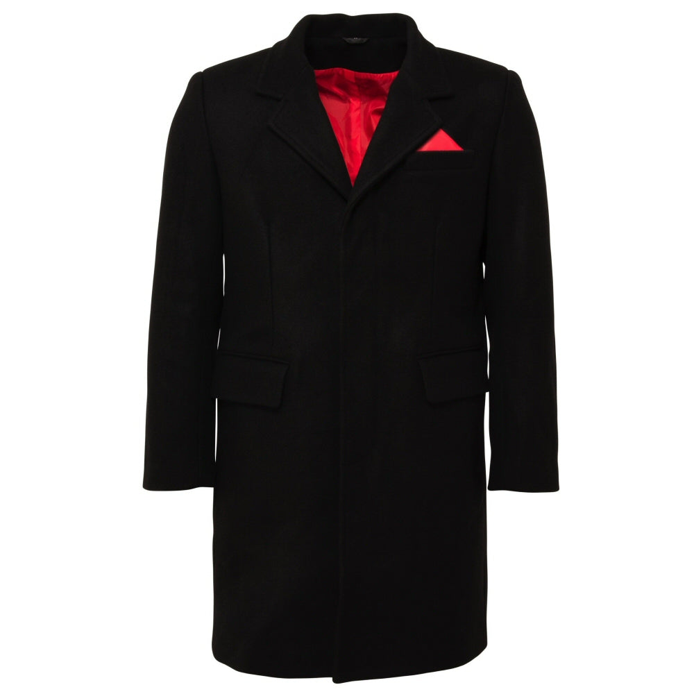 Relco Mod Skin Retro Melton Wool Overcoat Black