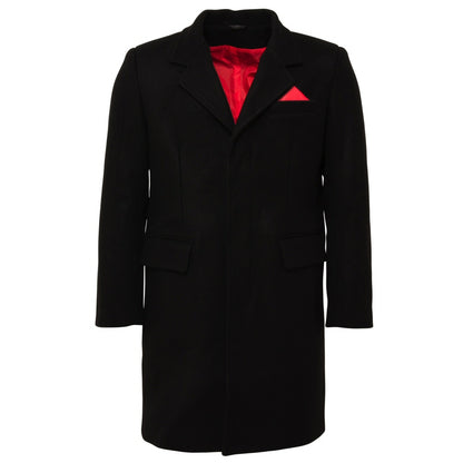 Relco Mod Skin Retro Melton Wool Overcoat Black