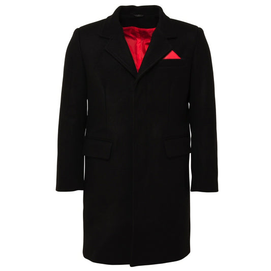 Relco Mod Skin Retro Melton Wool Overcoat Black