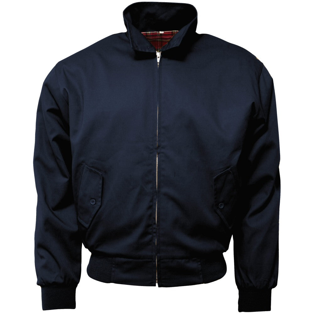 Relco Classic Red Tartan Lined Harrington Navy Blue