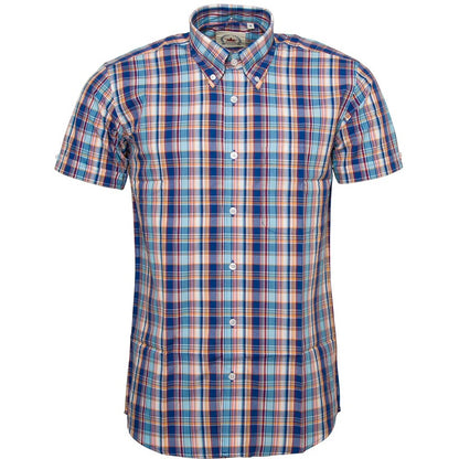 Relco Button Down Check Short Sleeve Shirt Blue